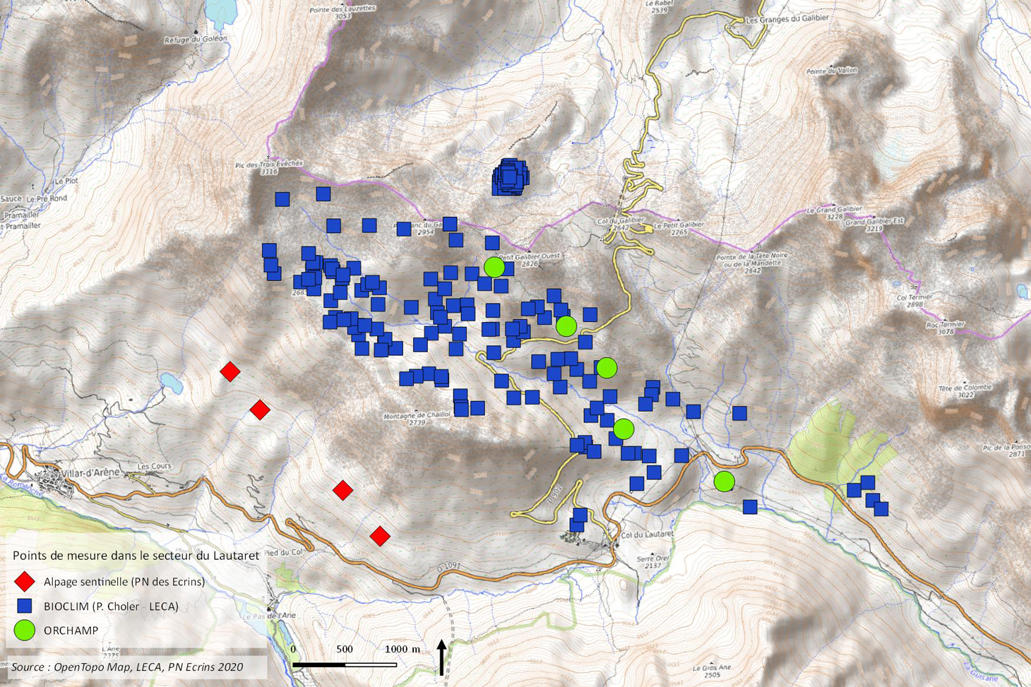 Carte des températures du sol