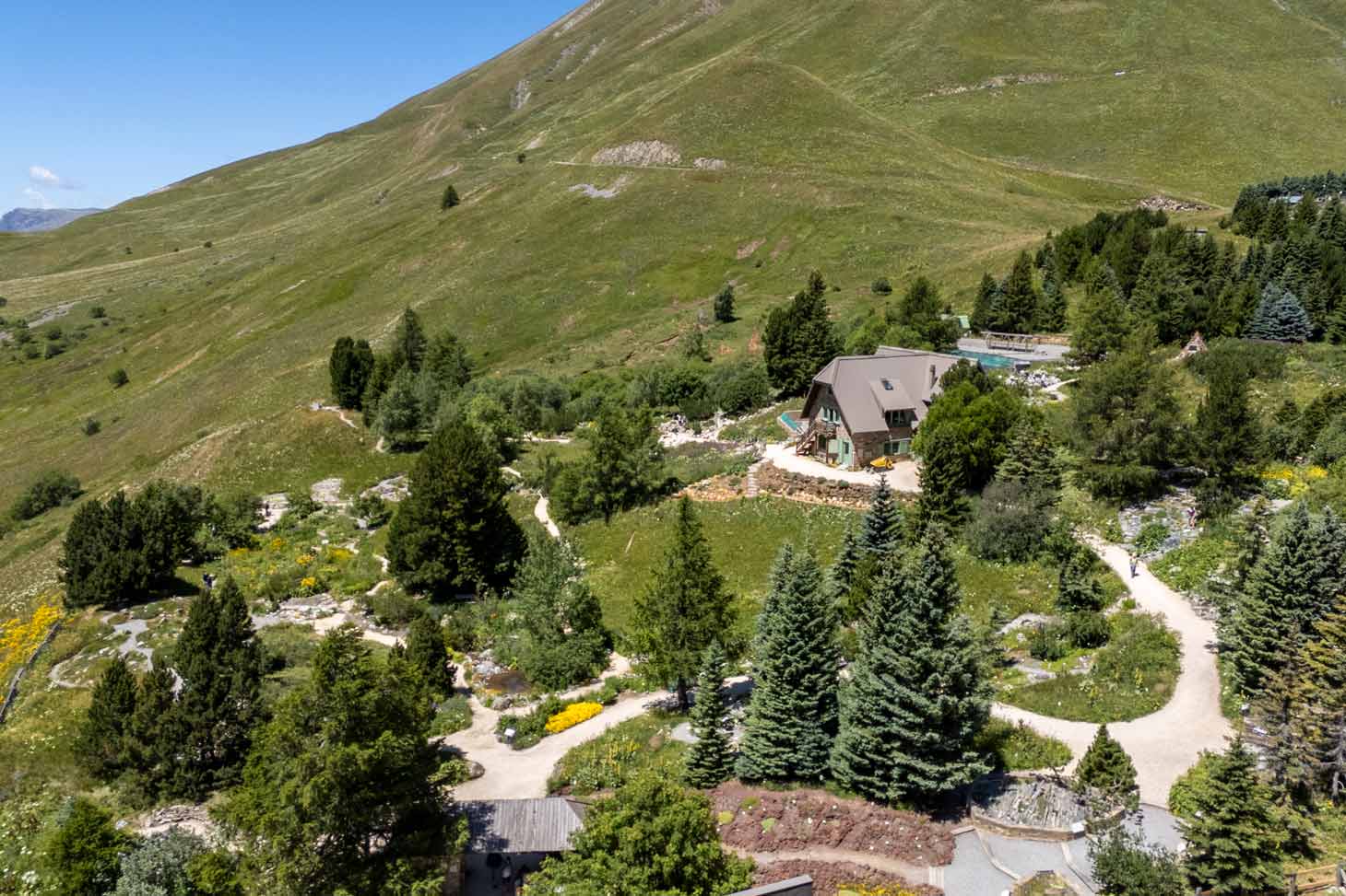 Vue aérienne du jardin du Lautaret - juillet 2025