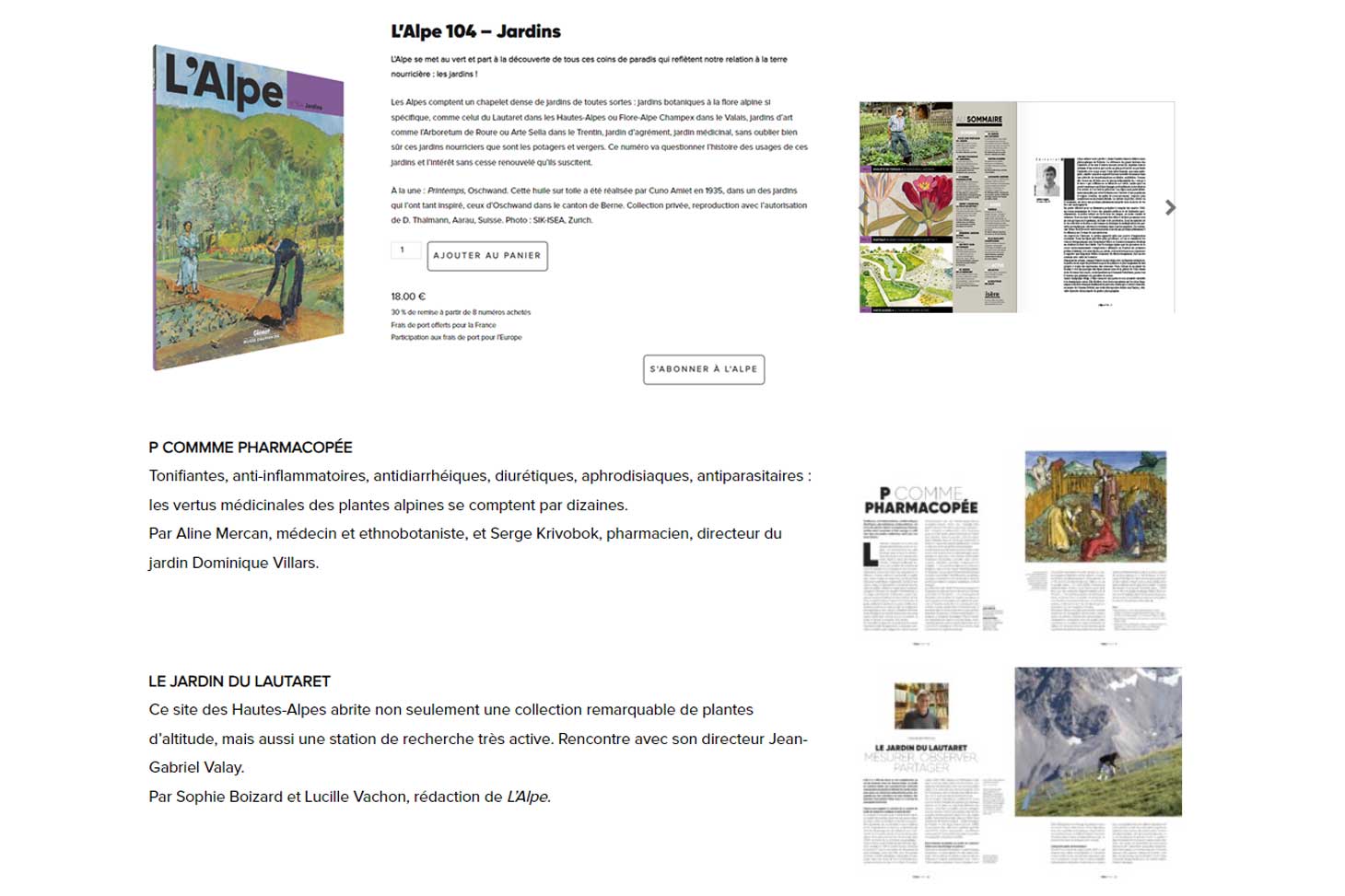 Revue de l'Alpe n°104 - Jardins - éditions Glénat