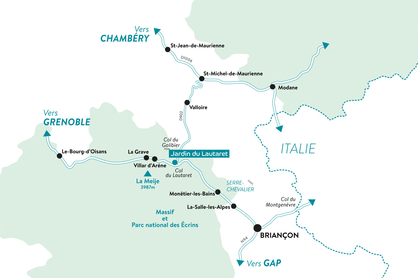 1h30 de Grenoble | 35 min de Briançon | 35 min de Valloire | 45 min de Bourg d'OIsans